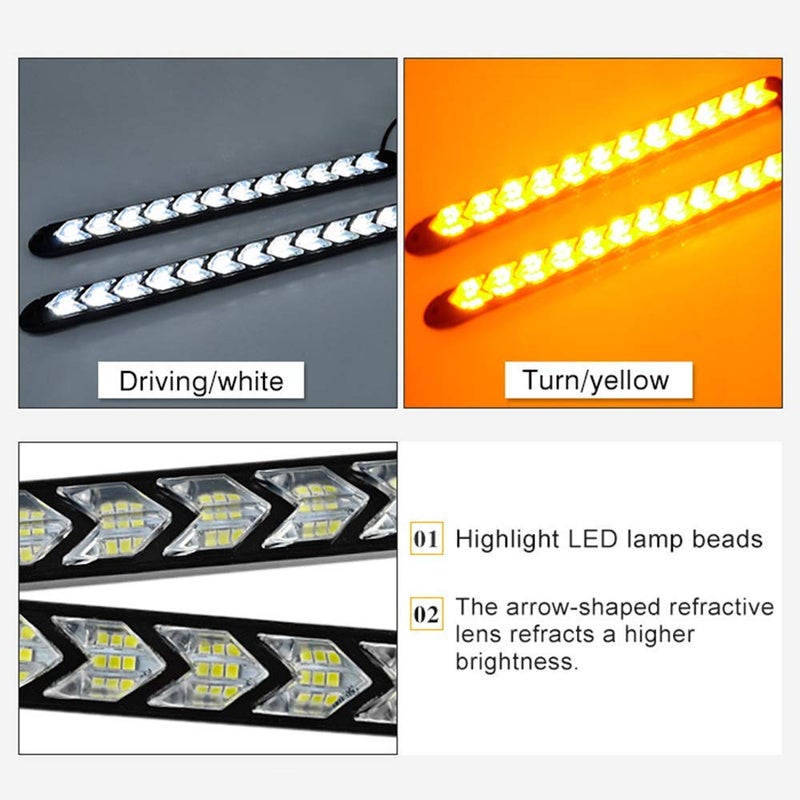 SOCAL-LED LIGHTING شريط إضاءة LED SOCAL-LED Arrow LED DRL Switchback 10" (25 سم) 12 فولت إشارات انعطاف متتابعة، لونين كهرماني وأبيض، عبوة من 2 - Image 5
